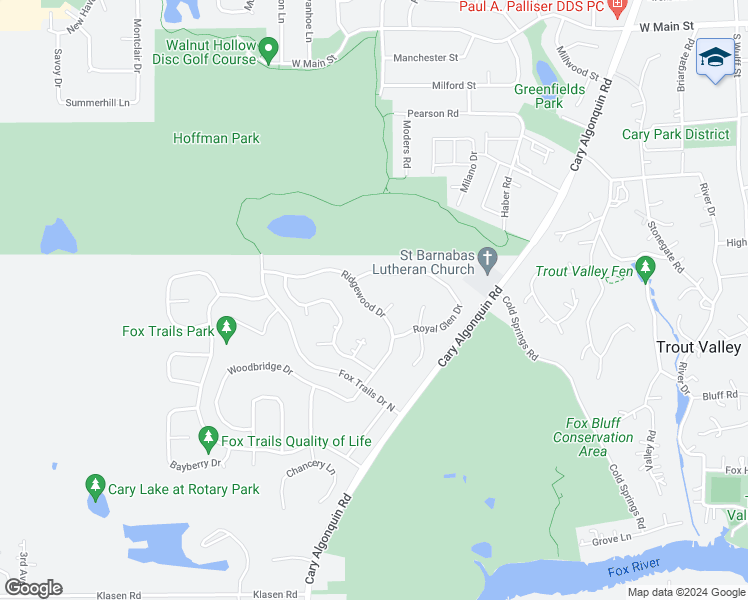 map of restaurants, bars, coffee shops, grocery stores, and more near 519 Ridgewood Drive in Cary