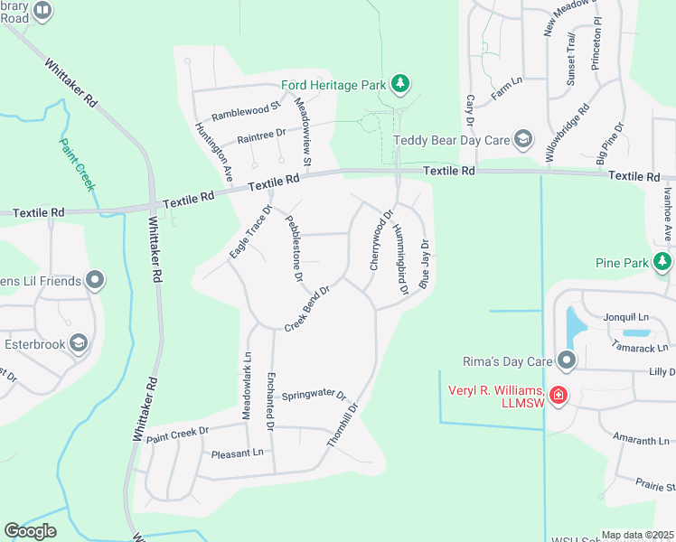 map of restaurants, bars, coffee shops, grocery stores, and more near 8059 Creek Bend Drive in Ypsilanti