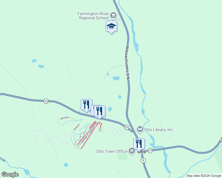 map of restaurants, bars, coffee shops, grocery stores, and more near 217 Harrington Road in Otis