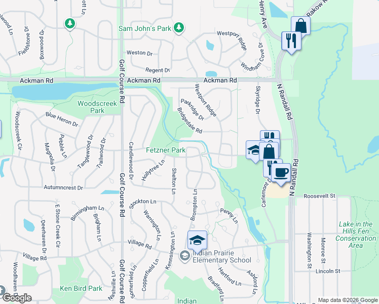 map of restaurants, bars, coffee shops, grocery stores, and more near 700 Acadia Circle in Crystal Lake