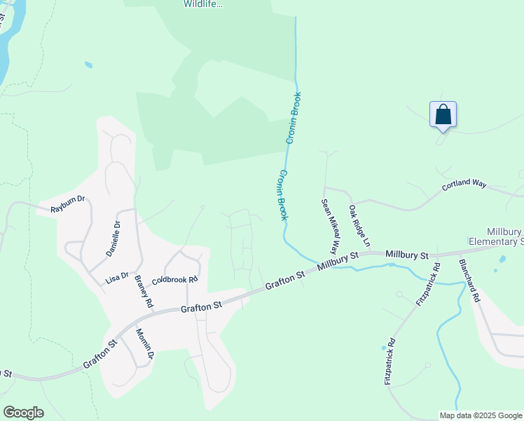 map of restaurants, bars, coffee shops, grocery stores, and more near 1 Meetinghouse Lane in Millbury