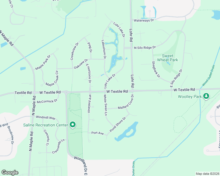 map of restaurants, bars, coffee shops, grocery stores, and more near 6025 White Swan Lane in Ann Arbor