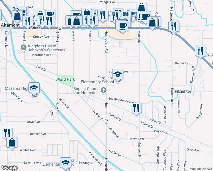 map of restaurants, bars, coffee shops, grocery stores, and more near 2901 Homedale Road in Klamath Falls