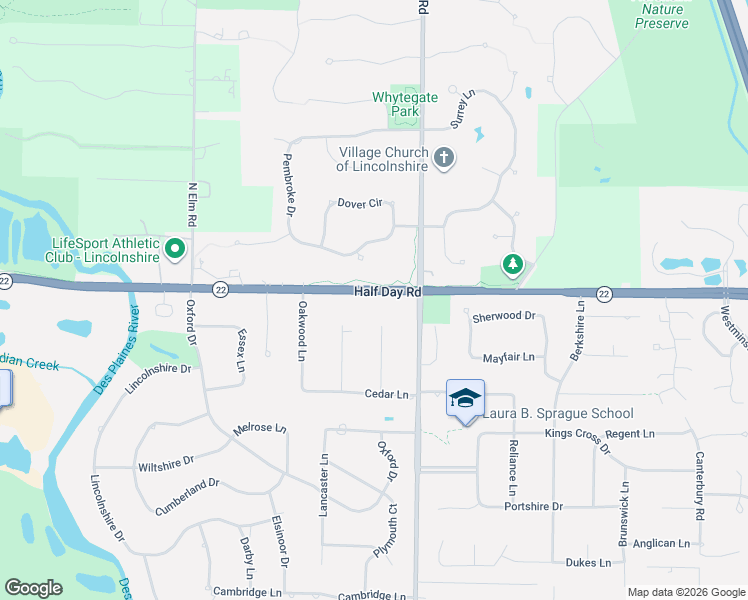 map of restaurants, bars, coffee shops, grocery stores, and more near 91 Elmwood Lane in Lincolnshire