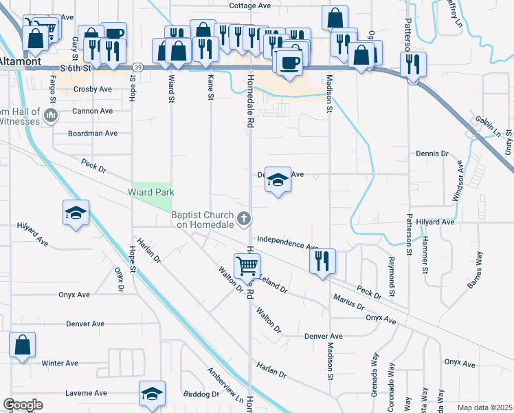 map of restaurants, bars, coffee shops, grocery stores, and more near 2901 Homedale Road in Klamath Falls