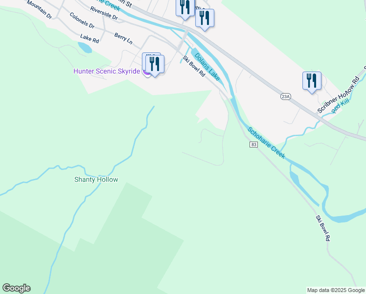 map of restaurants, bars, coffee shops, grocery stores, and more near 190 Hunter Drive in Lanesville