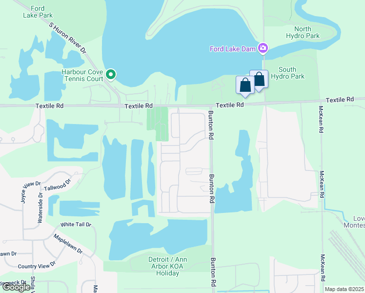 map of restaurants, bars, coffee shops, grocery stores, and more near 6095 Lake Drive in Ypsilanti