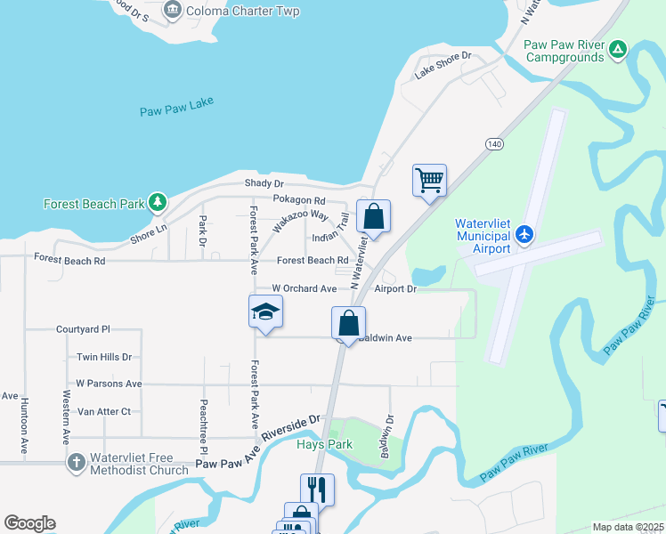 map of restaurants, bars, coffee shops, grocery stores, and more near 8237 West Orchard Avenue in Watervliet