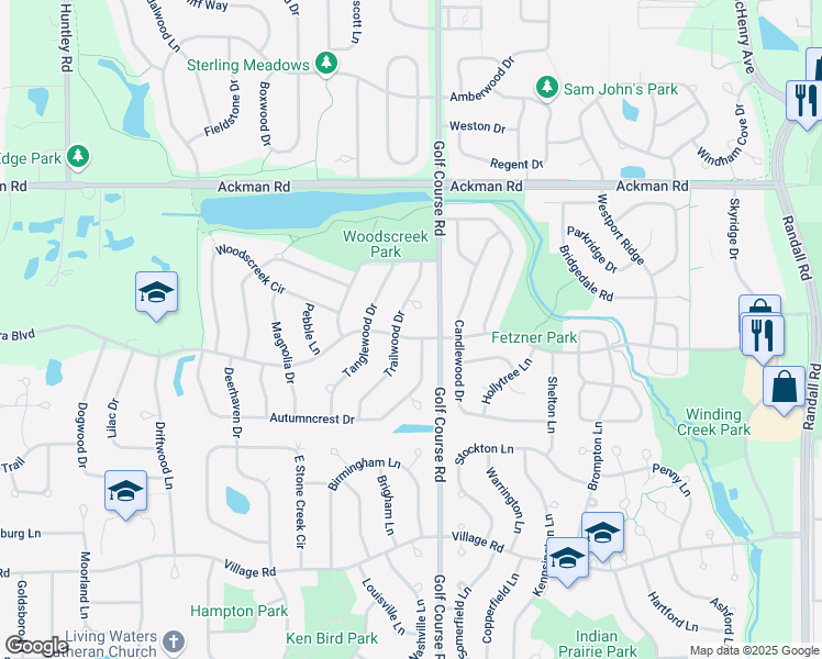 map of restaurants, bars, coffee shops, grocery stores, and more near 834 Alexandra Boulevard in Crystal Lake