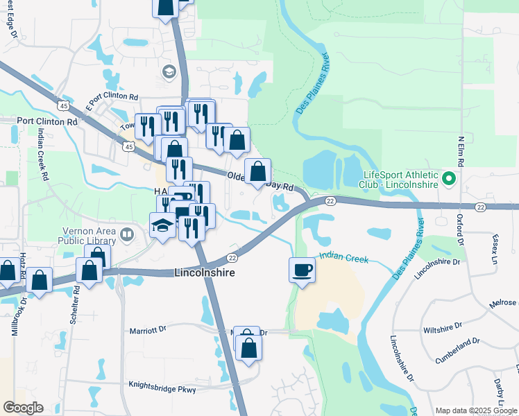 map of restaurants, bars, coffee shops, grocery stores, and more near 10 Trafalgar Square in Lincolnshire