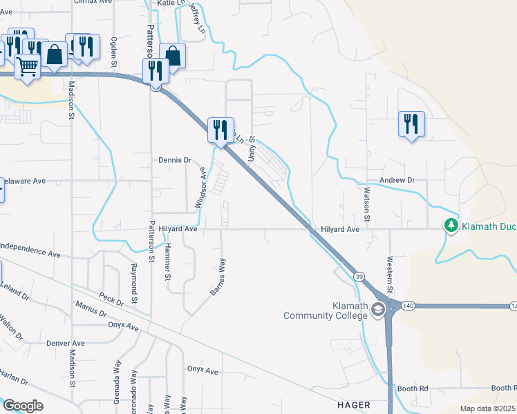map of restaurants, bars, coffee shops, grocery stores, and more near 6747 South 6th Street in Klamath Falls