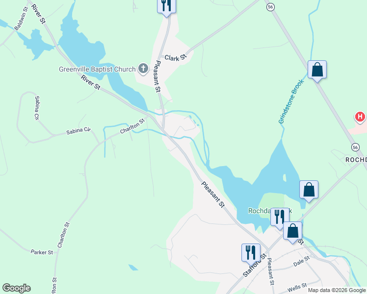 map of restaurants, bars, coffee shops, grocery stores, and more near 761 Pleasant Street in Leicester