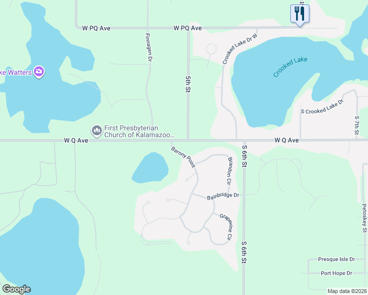 map of restaurants, bars, coffee shops, grocery stores, and more near 7984 5th Street in Mattawan