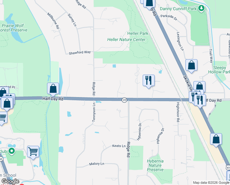 map of restaurants, bars, coffee shops, grocery stores, and more near 2600 Bentley Rd in Highland Park