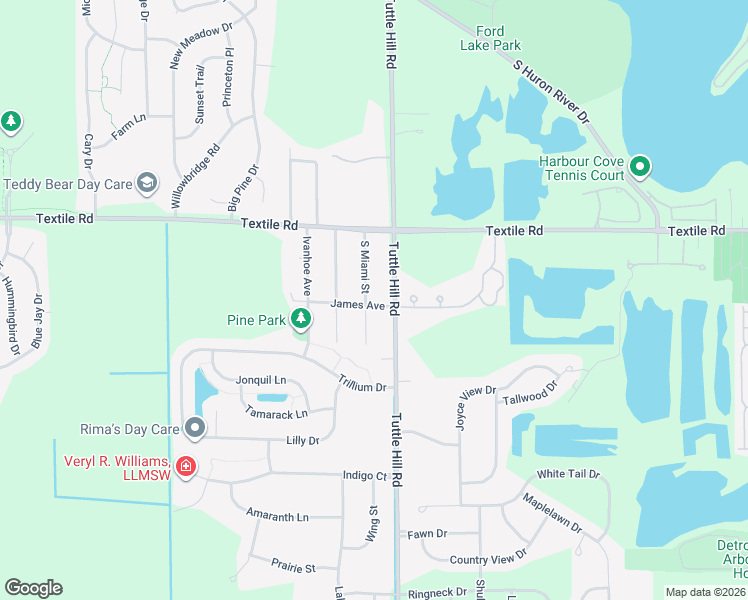map of restaurants, bars, coffee shops, grocery stores, and more near 6130 South Miami Street in Ypsilanti