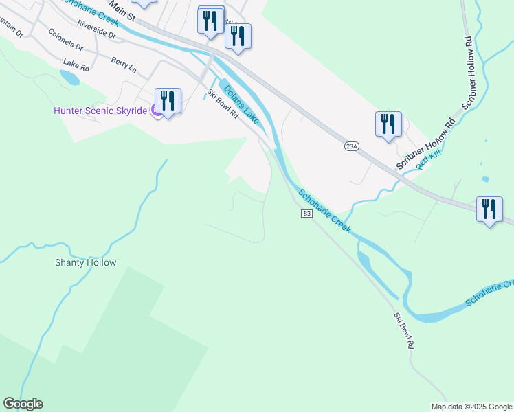 map of restaurants, bars, coffee shops, grocery stores, and more near 68 Hunter Drive in Hunter