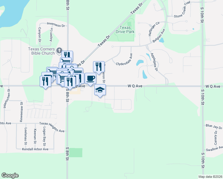 map of restaurants, bars, coffee shops, grocery stores, and more near West Kalamazoo Avenue in Kalamazoo