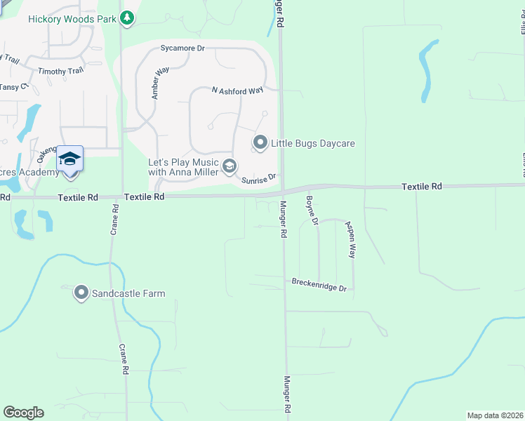 map of restaurants, bars, coffee shops, grocery stores, and more near 4950 Textile Road in Ypsilanti