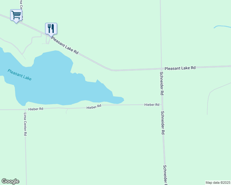 map of restaurants, bars, coffee shops, grocery stores, and more near 10885 East Pleasant Lake Road in Manchester