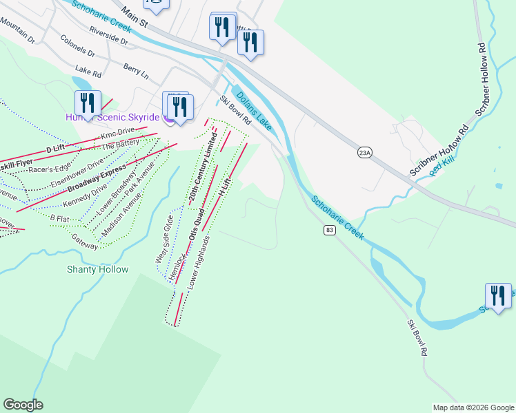 map of restaurants, bars, coffee shops, grocery stores, and more near 68 Hunter Drive in Hunter