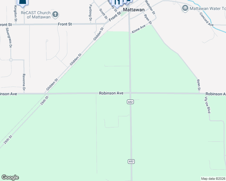 map of restaurants, bars, coffee shops, grocery stores, and more near 24308 60th Avenue in Mattawan