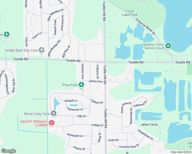 map of restaurants, bars, coffee shops, grocery stores, and more near 6130 South Miami Street in Ypsilanti