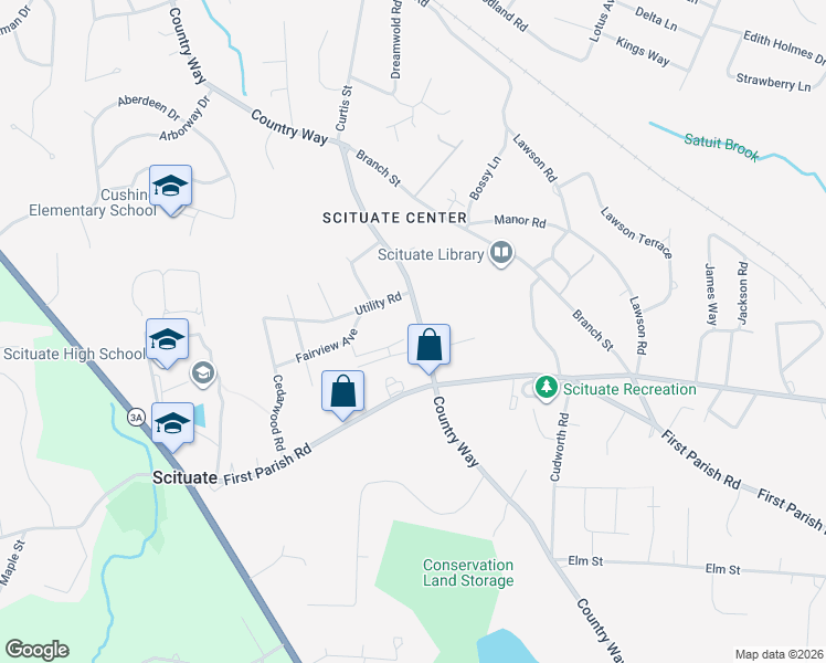 map of restaurants, bars, coffee shops, grocery stores, and more near 381 Country Way in Scituate
