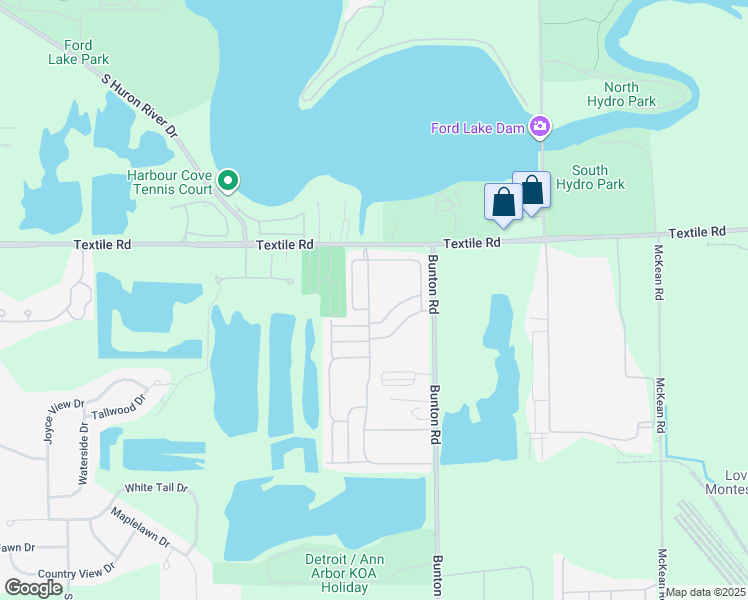 map of restaurants, bars, coffee shops, grocery stores, and more near 6047 Lake Drive in Ypsilanti