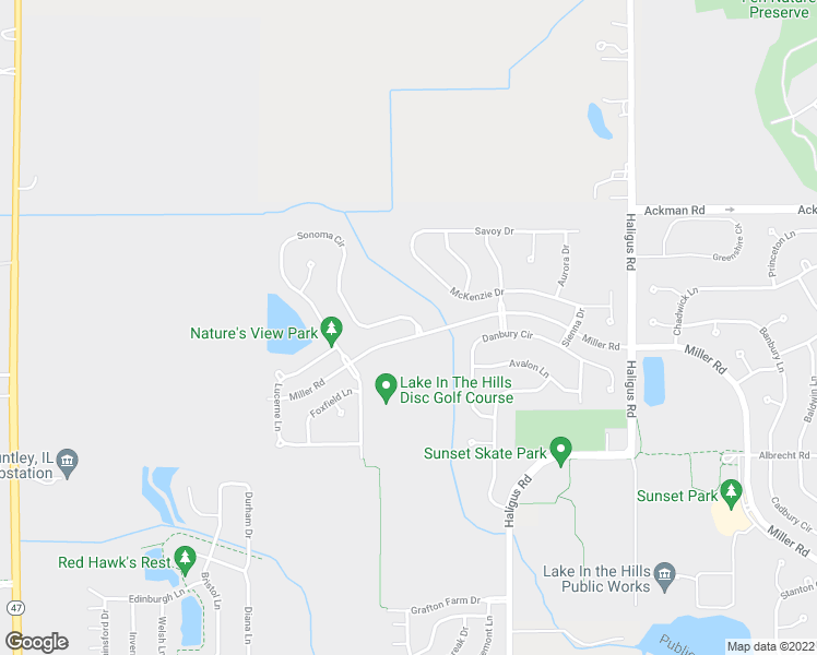 map of restaurants, bars, coffee shops, grocery stores, and more near 3303 Sonoma Cir in Lake in the Hills