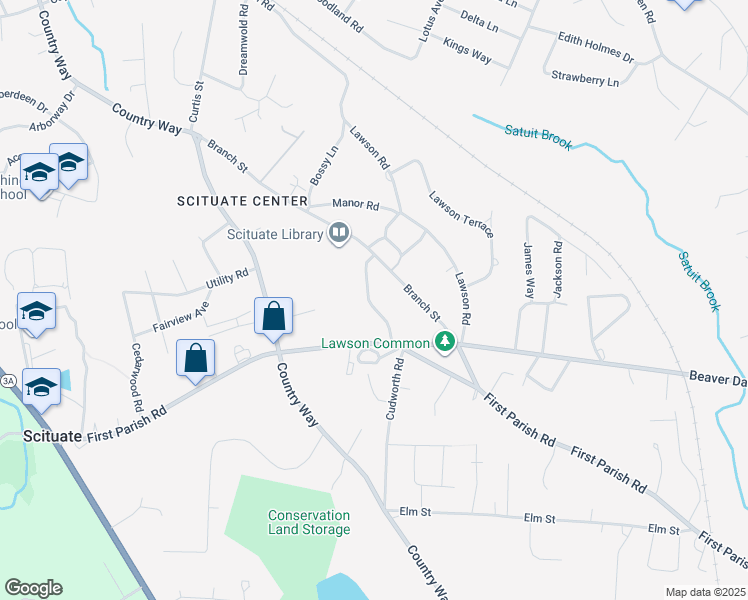 map of restaurants, bars, coffee shops, grocery stores, and more near 50 Central Park Drive in Scituate