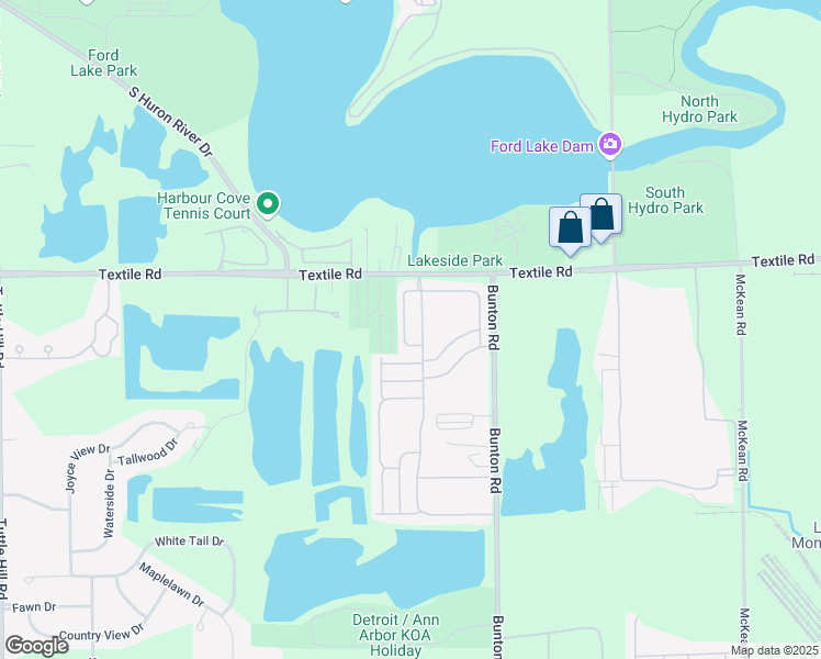 map of restaurants, bars, coffee shops, grocery stores, and more near 6047 Lake Drive in Ypsilanti