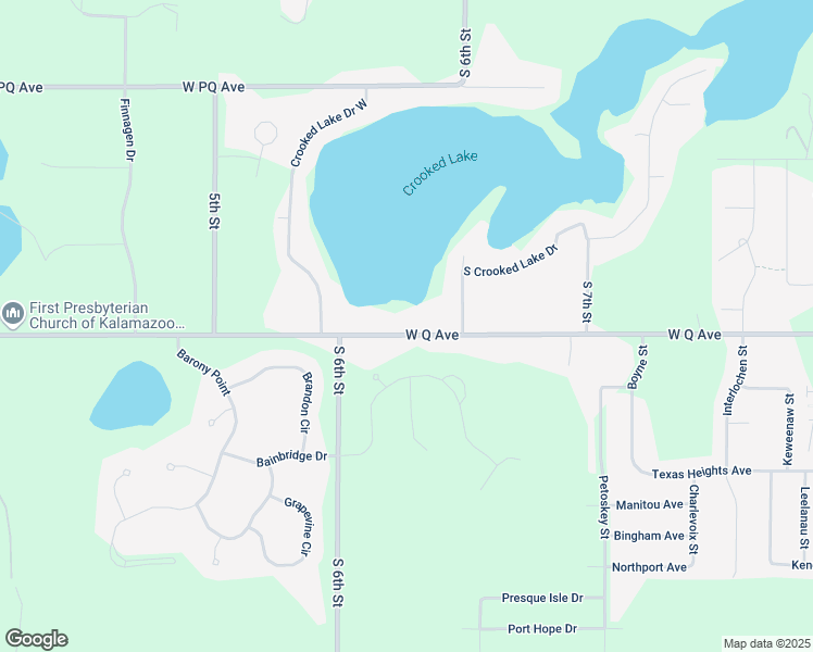 map of restaurants, bars, coffee shops, grocery stores, and more near 8112 West Q Avenue in Kalamazoo