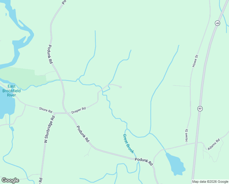 map of restaurants, bars, coffee shops, grocery stores, and more near 145 Draper Road in East Brookfield