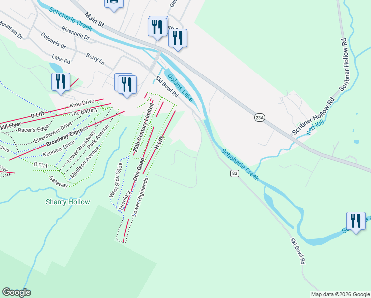 map of restaurants, bars, coffee shops, grocery stores, and more near 68 Hunter Drive in Hunter