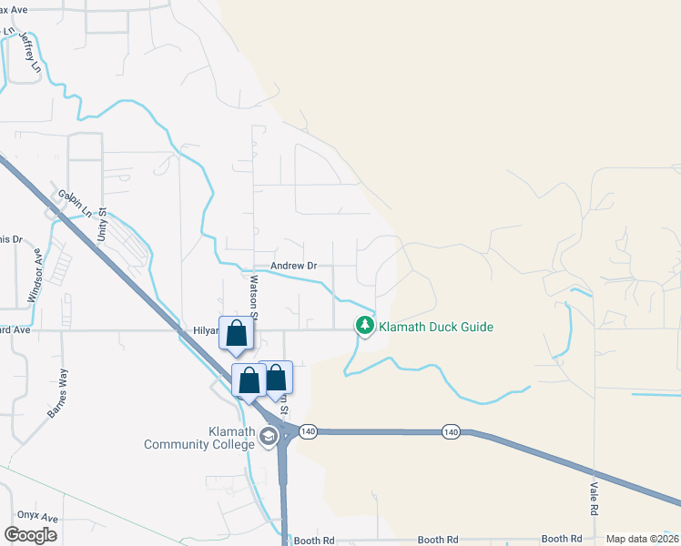 map of restaurants, bars, coffee shops, grocery stores, and more near 2805 Sierra Heights Drive in Klamath Falls