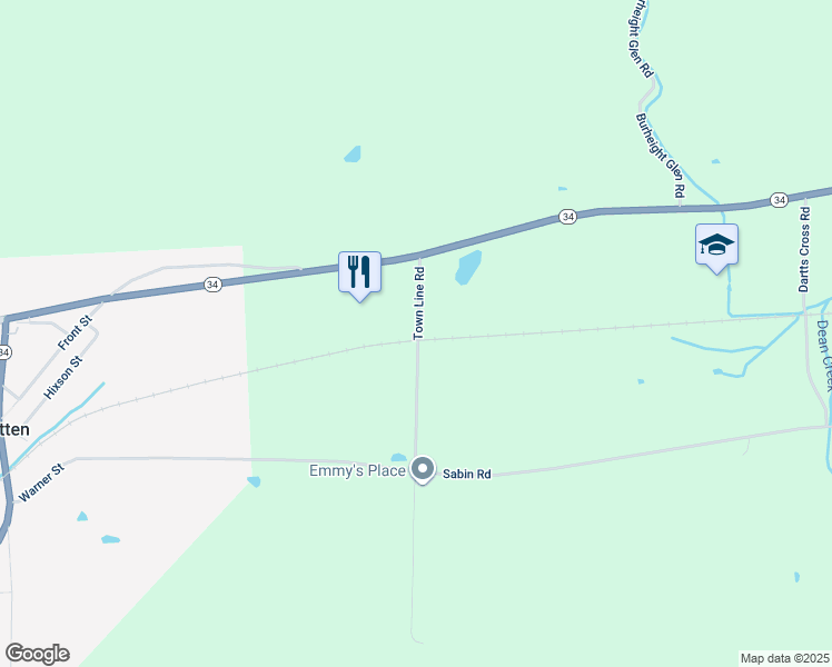 map of restaurants, bars, coffee shops, grocery stores, and more near 42 Town Line Road in Van Etten