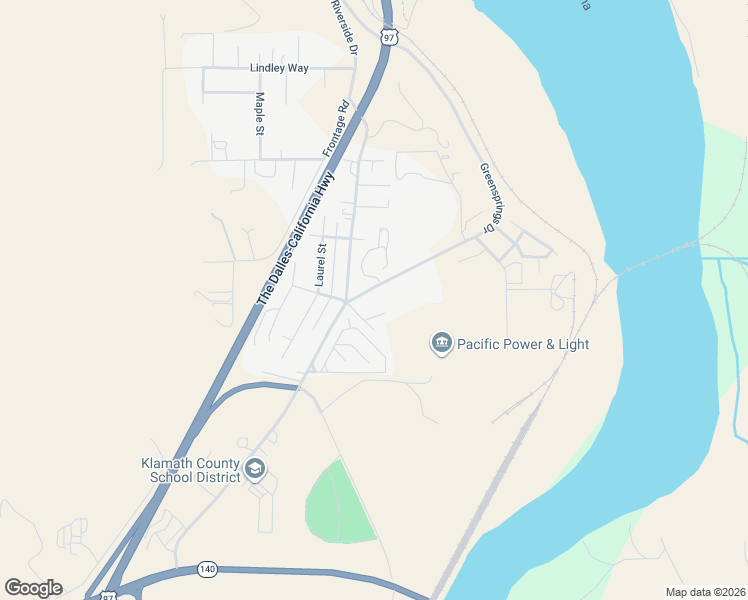 map of restaurants, bars, coffee shops, grocery stores, and more near 2302 Heather Street in Klamath Falls