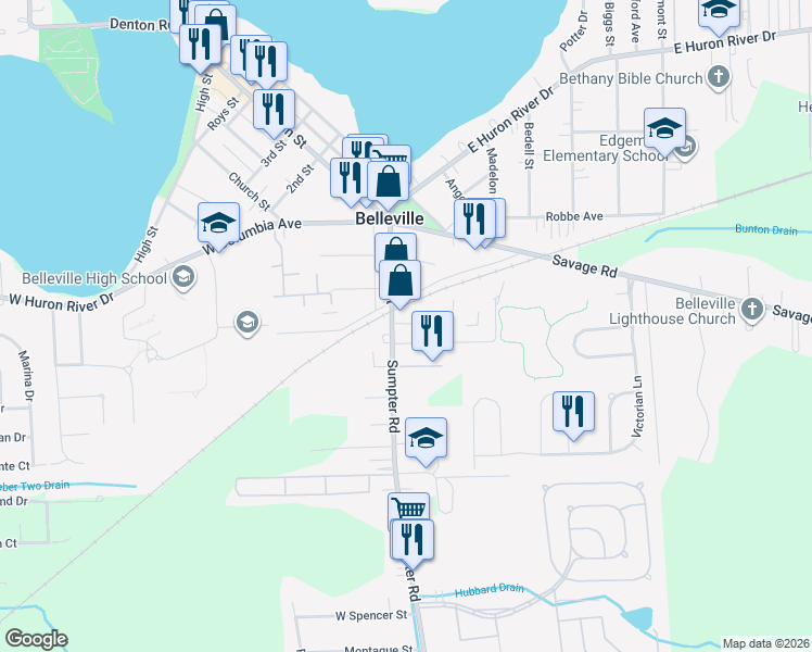 map of restaurants, bars, coffee shops, grocery stores, and more near 280 Industrial Park Dr in Belleville