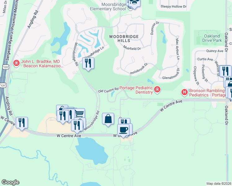 map of restaurants, bars, coffee shops, grocery stores, and more near 7906 Kilmory Circle in Portage