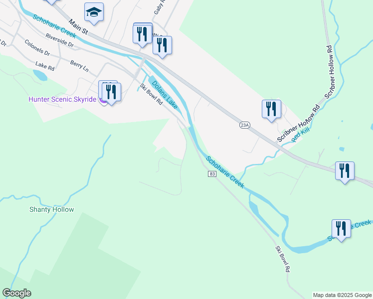 map of restaurants, bars, coffee shops, grocery stores, and more near 58 Hunter Drive in Lanesville