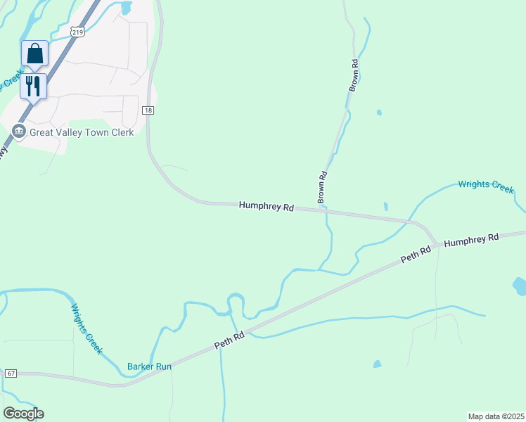 map of restaurants, bars, coffee shops, grocery stores, and more near 5775 Humphrey Road in Great Valley