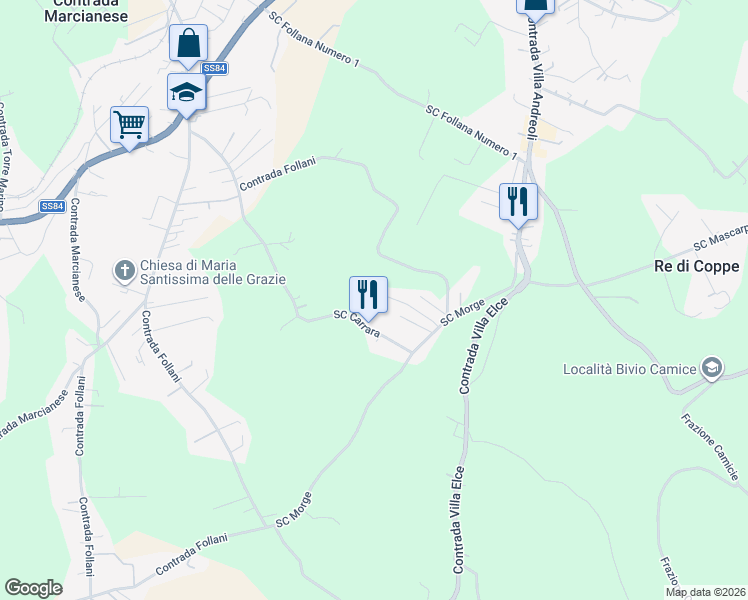 map of restaurants, bars, coffee shops, grocery stores, and more near 131 Contrada Follani in Provincia di Chieti