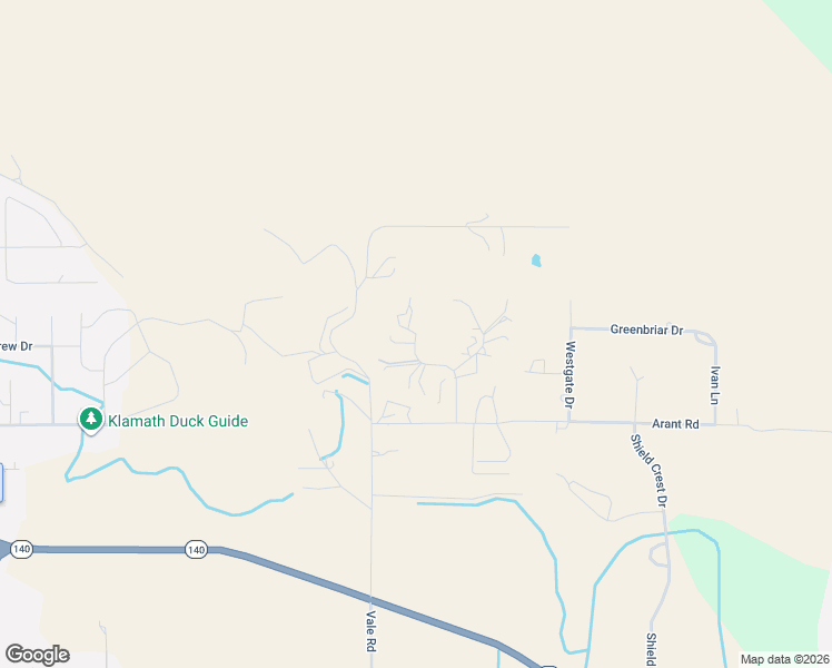map of restaurants, bars, coffee shops, grocery stores, and more near 2600 Aurora Drive in Klamath Falls