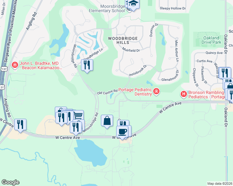 map of restaurants, bars, coffee shops, grocery stores, and more near 7906 Kilmory Circle in Portage