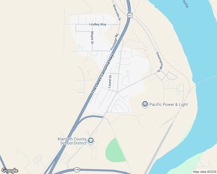 map of restaurants, bars, coffee shops, grocery stores, and more near 1903 Laurel Street in Klamath Falls