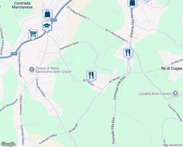 map of restaurants, bars, coffee shops, grocery stores, and more near 131 Contrada Follani in Provincia di Chieti