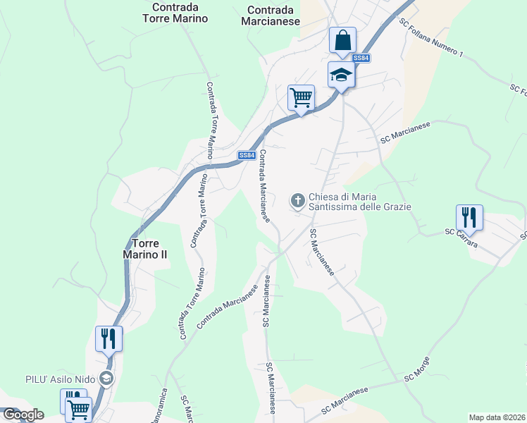 map of restaurants, bars, coffee shops, grocery stores, and more near 71A Contrada Marcianese in Lanciano