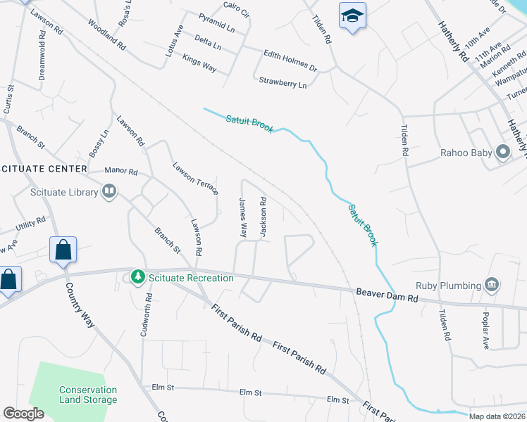 map of restaurants, bars, coffee shops, grocery stores, and more near 43 Jackson Road in Scituate