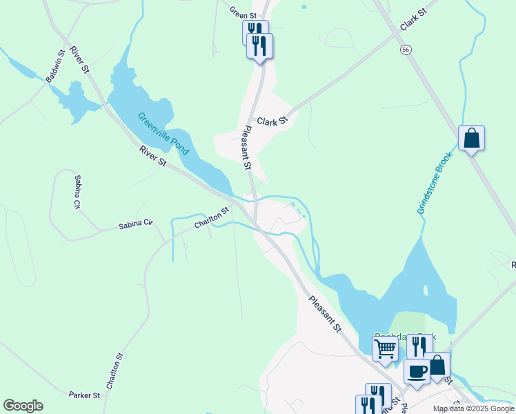 map of restaurants, bars, coffee shops, grocery stores, and more near 721 Pleasant Street in Leicester