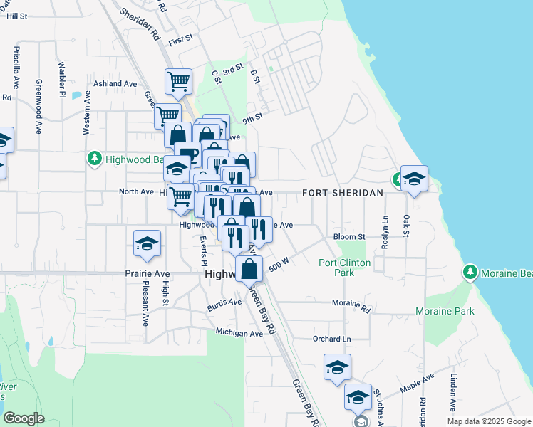 map of restaurants, bars, coffee shops, grocery stores, and more near 2750 Lauretta Place in Highland Park